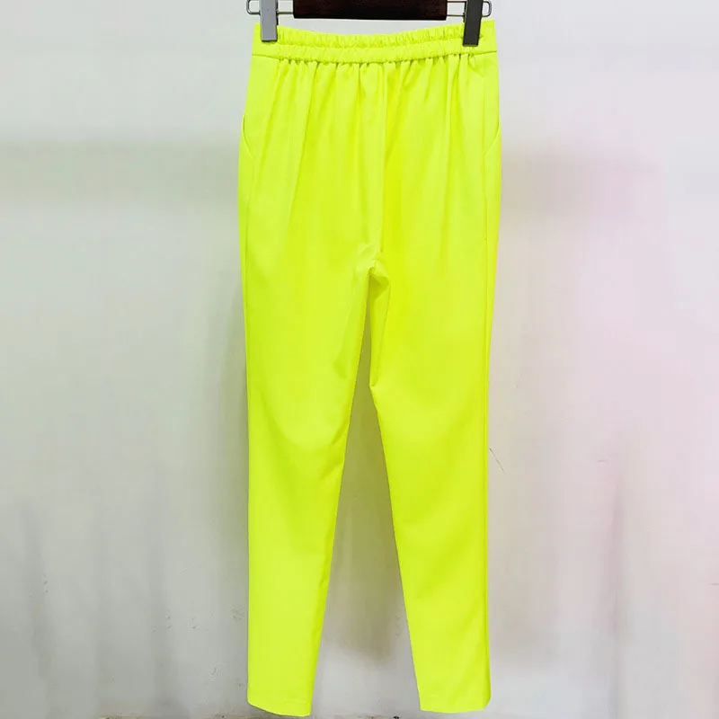 HKSH 春秋の新女性ブレザーノッチ襟ダブルブレストポケットトレンディなコート無地スーツパンツオフィスレディ HK12874