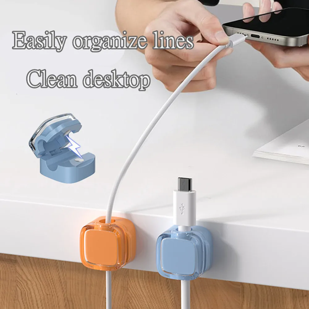 Magnetic USB Cable Management Clips Multi-Colored Cord Organizer Desk Wall Mounted Hooks Cable Management For Phone Data Charger