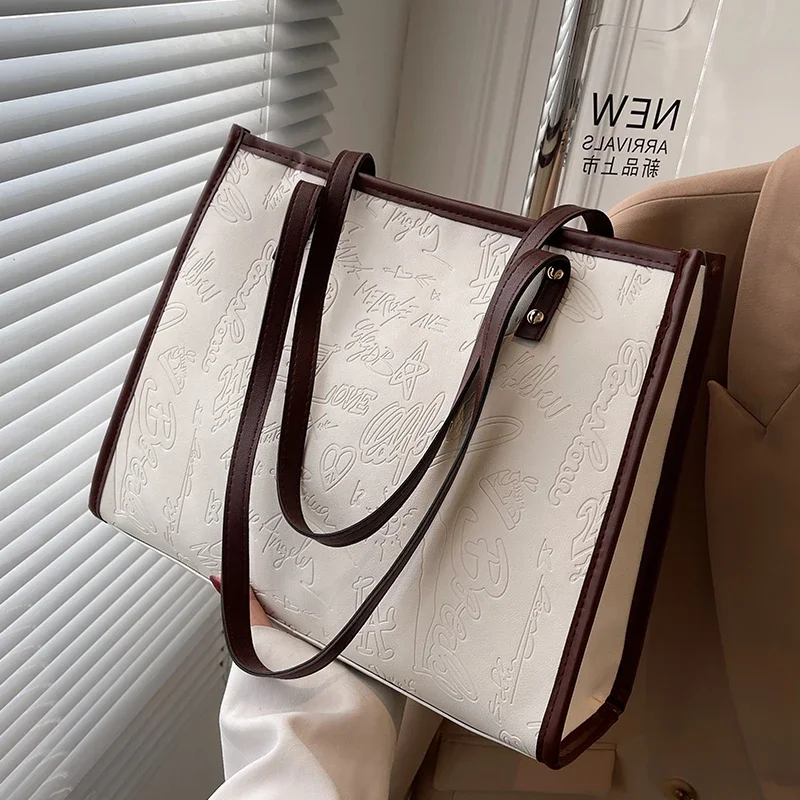 PU leather Woman fashionable tote bag Large Capacity Shoulder Bags Women Laptop Handbags lightweight shopping bag