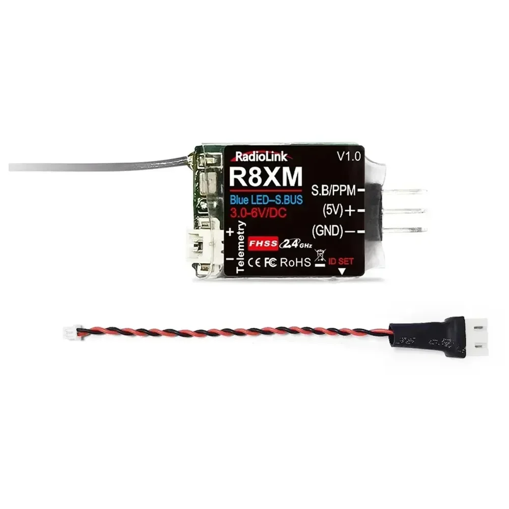 Mini ricevitore Radiolink 8 canali R8XM 2,4 GHz Telemetria integrata Tensione veicolo 4000 metri Controllo e distanza telemetrica