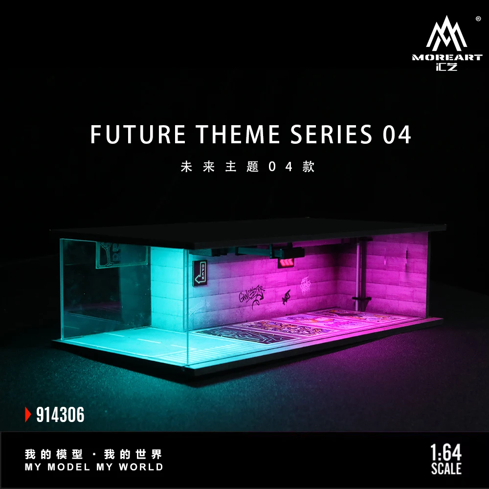 More Art 1:64 Future Theme 04 LED Light Up Scene Model Diorama Display Base For Mini Figures Collection DIY Building Kit