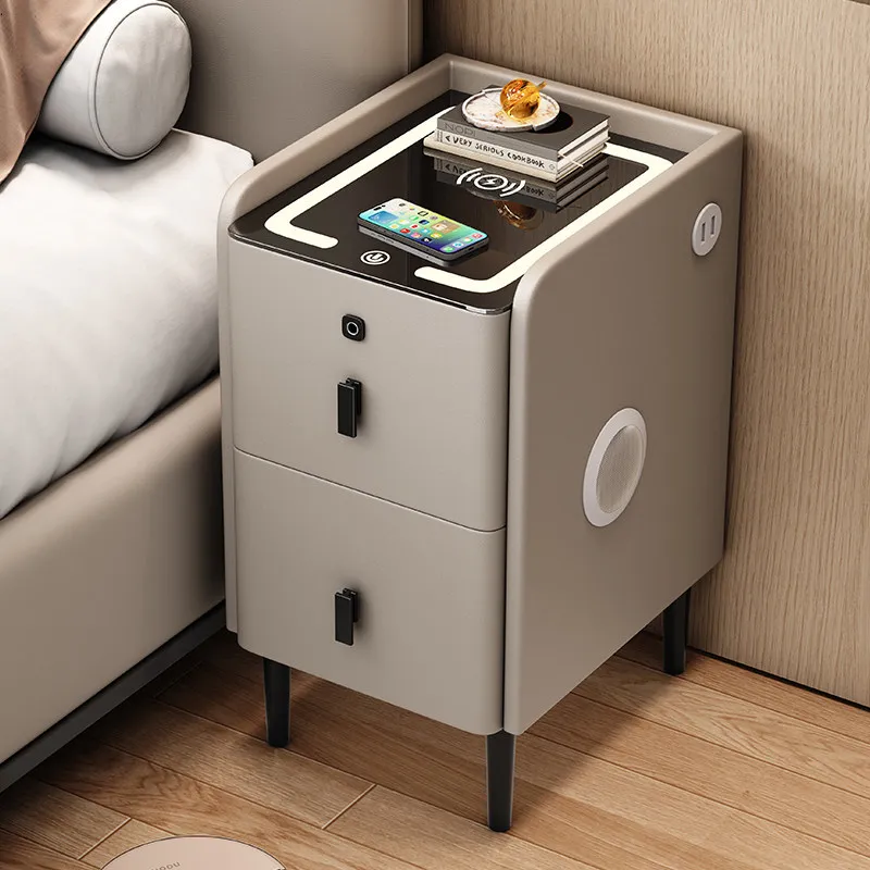 Ultra Narrow Smart Bedroom, Light Luxury, Multifunctional Small Storage Cabinet, Simple Modern Home Bedside Table