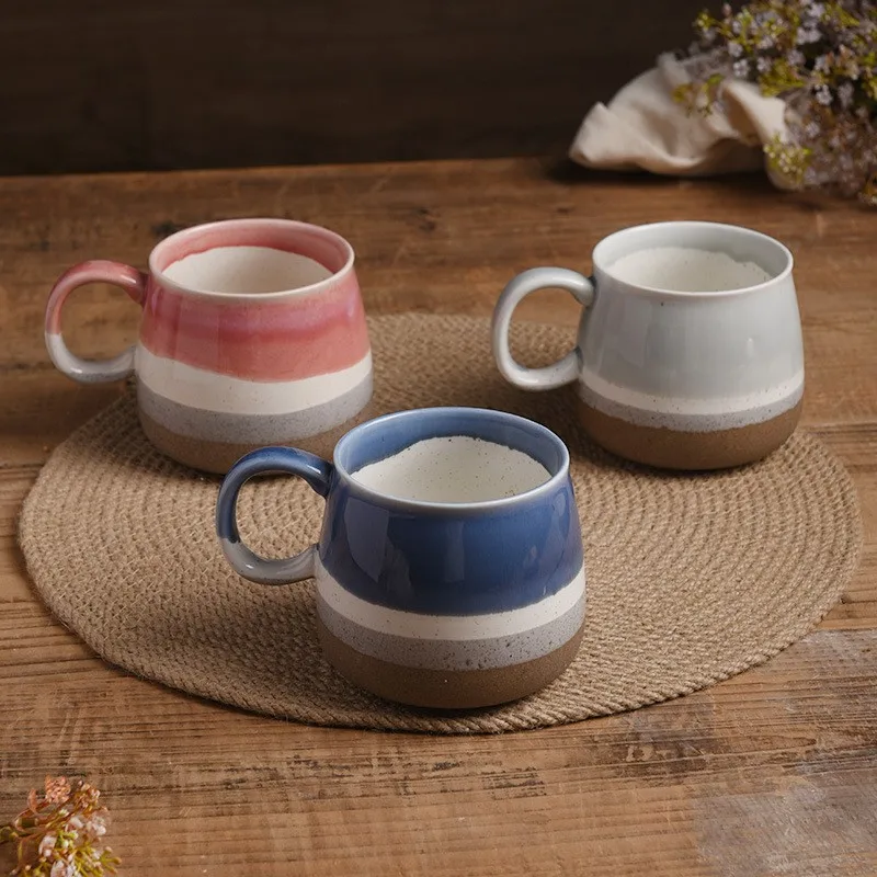 Nordic Style Kiln-changed Glazed Ceramic Mug Large Capacity Mug Office Drinking Cup Breakfast Cups of Coffee Cute Mugs Drinkware
