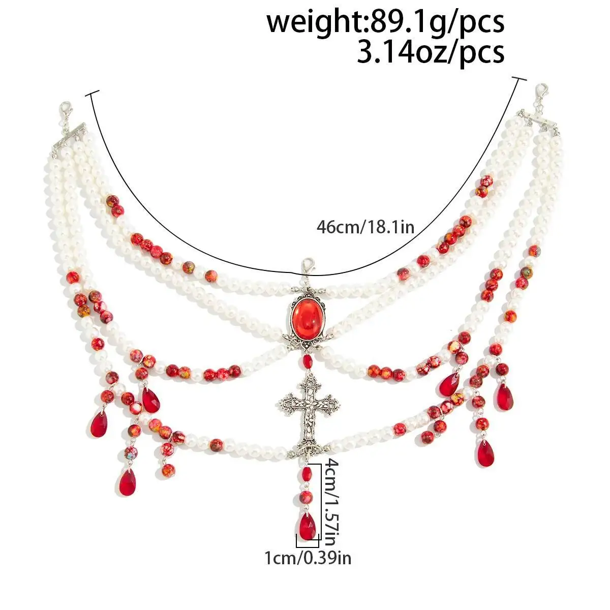 PuRui القوطية الدم الأحمر نمط تقليد اللؤلؤ البطن الخصر سلاسل هالوين الإبداعية الأحمر الاكريليك حجر الراين شرابة مجوهرات للجسم