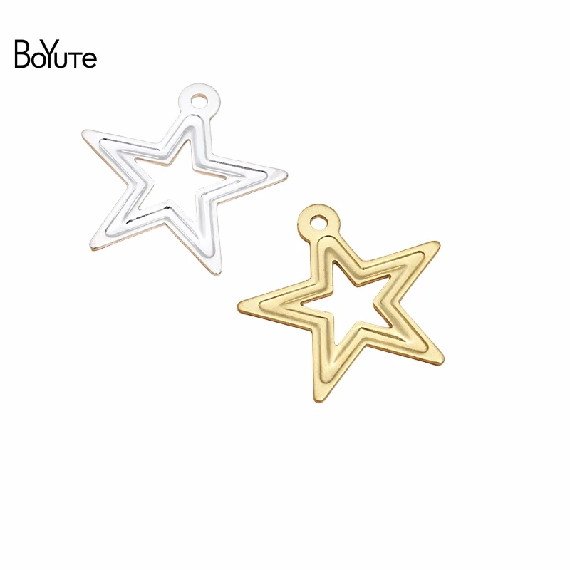 

BoYuTe (100 Pieces/Lot) 20MM Metal Brass Star-shaped Pendant Charms for Jewelry Making Diy Handmade Materials