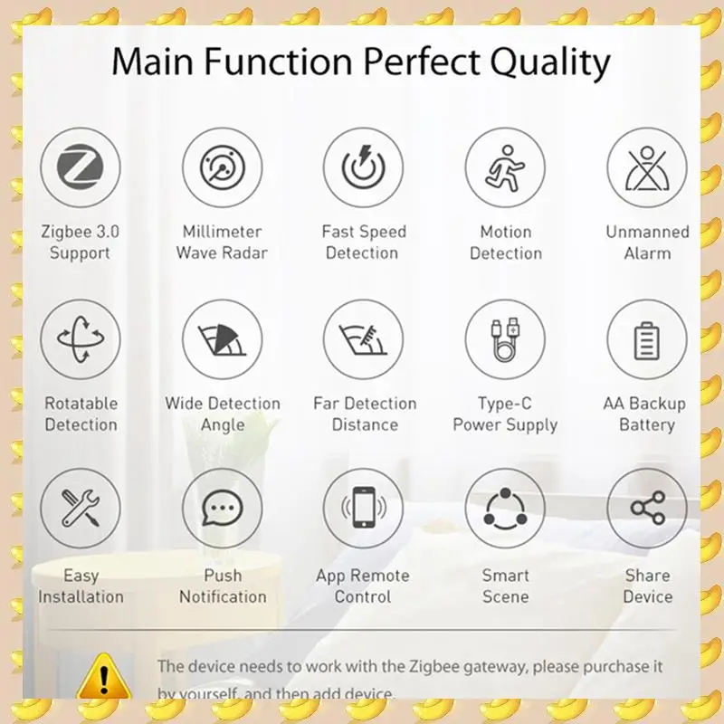 

Tuya Zigbee Wifi Human Presence Detector 24Ghz Radar Detector Microwave Wireless Easy Install