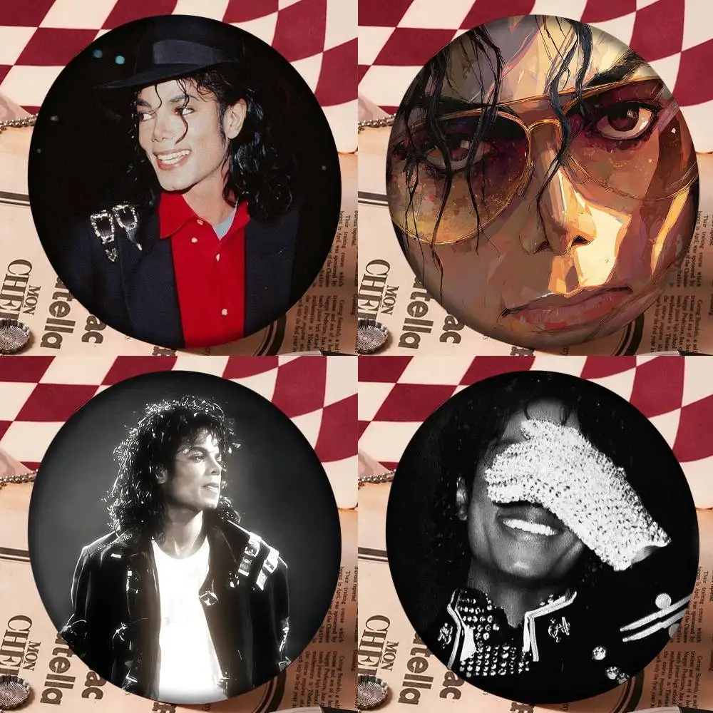 Michael J-Jackson Badge on Backpack Accessories Manga Icons Pins Round Cartoon Brooches for Clothes Bag Decor Gifts