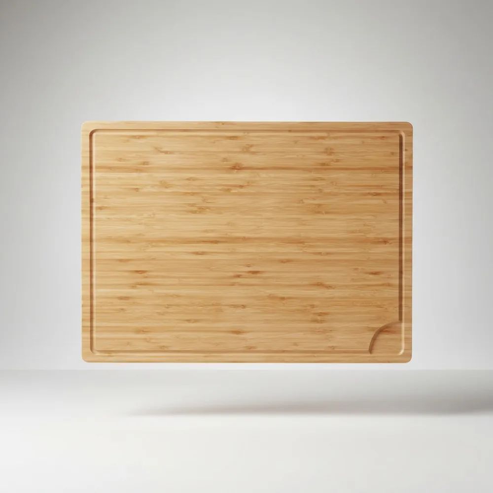 

Большая бамбуковая разделочная доска с пазом для сока и ручкой — прочная кухонная разделочная доска для мяса, овощей, барбекю