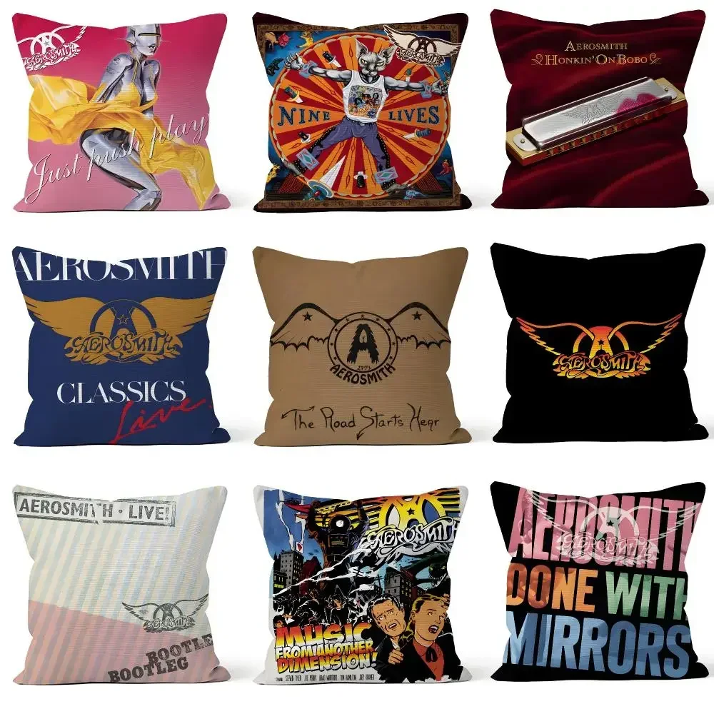 Band Aerosmith Blue Army Steven Tyler Cushion Cover Throw Pillow Soft Short Plush Cozy Durable Colorfast Sofa Bedroom Home Decor