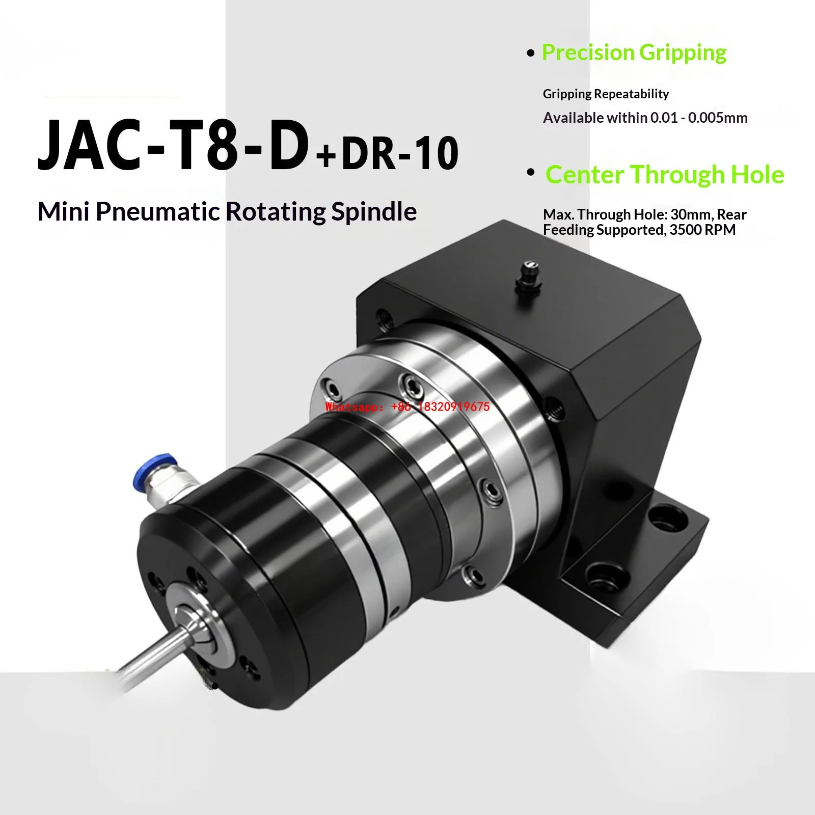 Cyclmotion CNC Compact Mini Rotary Chuck Spindle Unit JAC-T8-D with DR-10 Automated Pneumatic Chuck