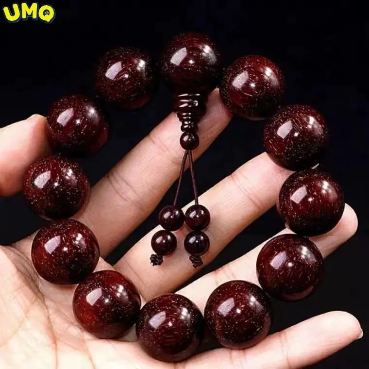 Natural Authentic Indian Small Leaf Red Sandalwood Hand String Full of Venus National Style Stationery Wooden Buddha Beads Men a