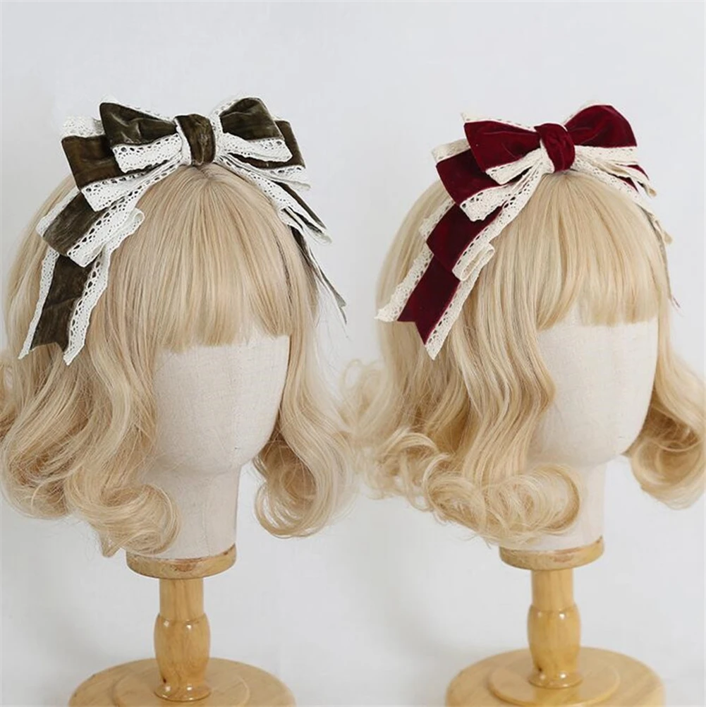 

Sweet Elegant Bow Retro Velet Hairpin Handmade Hair Accessories Lolita Cosplay Female Sweet Headwear