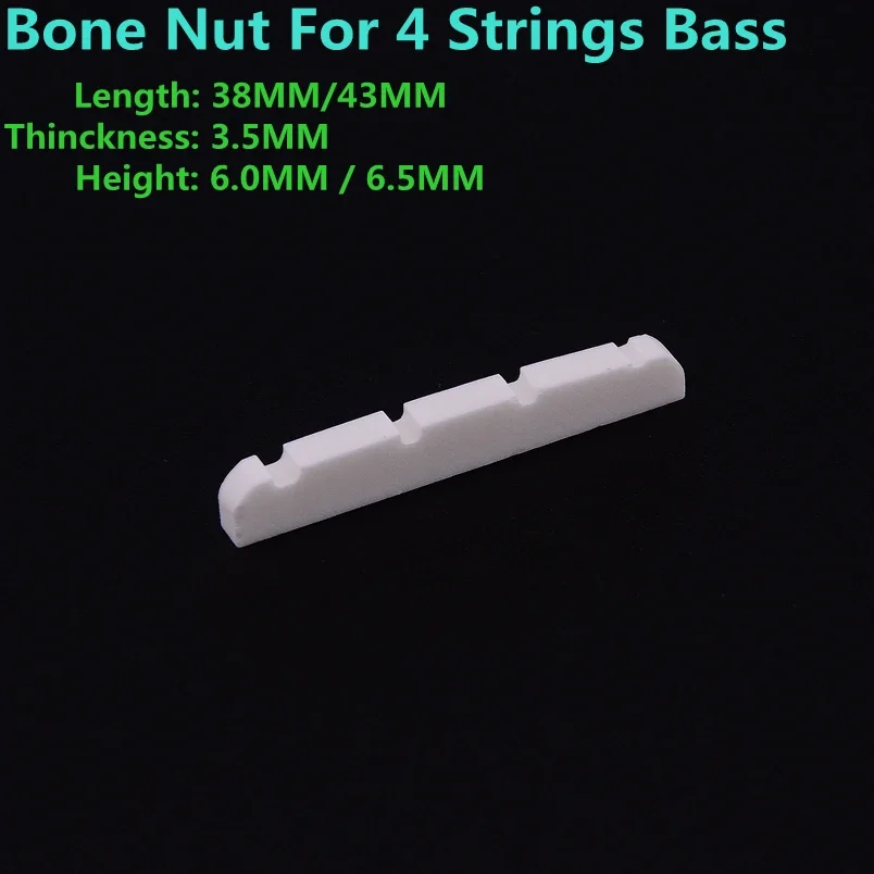 1 Piece GuitarFamily Real Slotted Bone Nut For Four Strings Bass ( 38MM / 43MM * 3.5MM * 6MM/6.5MM )