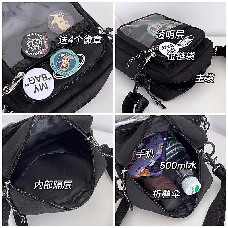 New Couple Bag Women&Men Small Crossbody Bags For Women PVC Transparent Itabag Casual Nylon Shoulder Bag Purse and Phone Bag