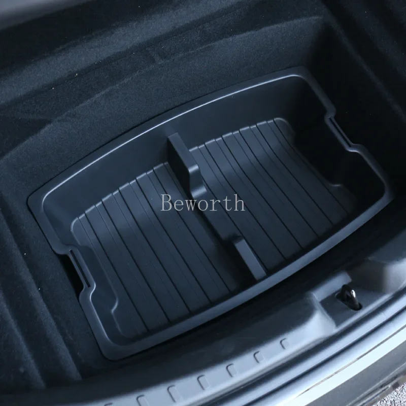 for Tesla Model 3 Highland 2024 Double-Layer Rear Front Trunk Storage Box Frunk Organizer Tray with Compartments Car Accessories