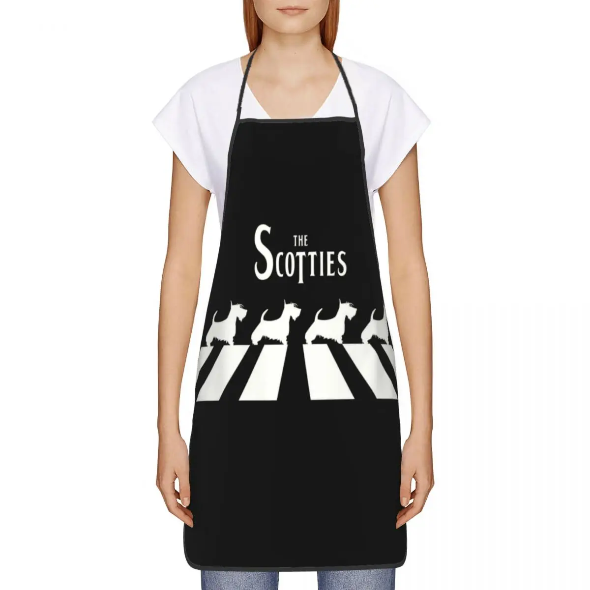 Custom The Scotties Apron for Women Men Unisex Bib Scottish Terrier Dog Kitchen Cooking Tablier Cuisine Chef Baking