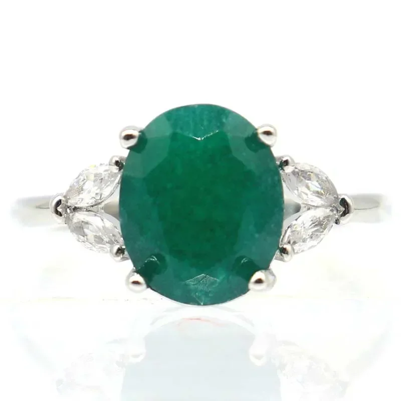 Cincin Perak Sterling 925 Asli 3.3g dengan Batu Zamrud Hijau, Zultanite, Alexandrite, Topaz, Berbagai Ukuran