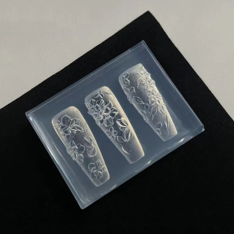 DIY 3D Silicone Nail Art Mold Flower Design Transparent Jewelry Crafts Decorations Templates Tool for Nails