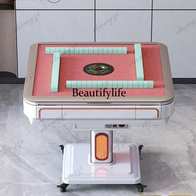 Pink Mahjong Machine Automatic Household Folding Heating Dining Table