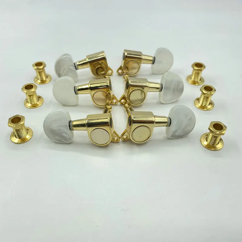 6 Pieces Tuner Key  Guitar Machine Heads Golden Color White Handle Made in Korea Jinho Stock Item