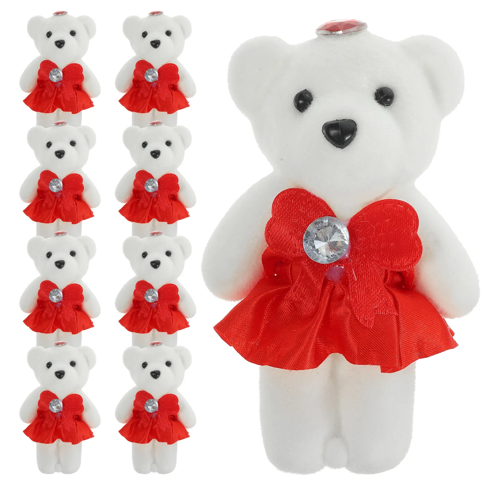 

10Pcs Stable Material Bear Stuffed Animal Wedding Car Decoration Cute Stuffed Bear for Living Room Bedroom Bouquet Styling