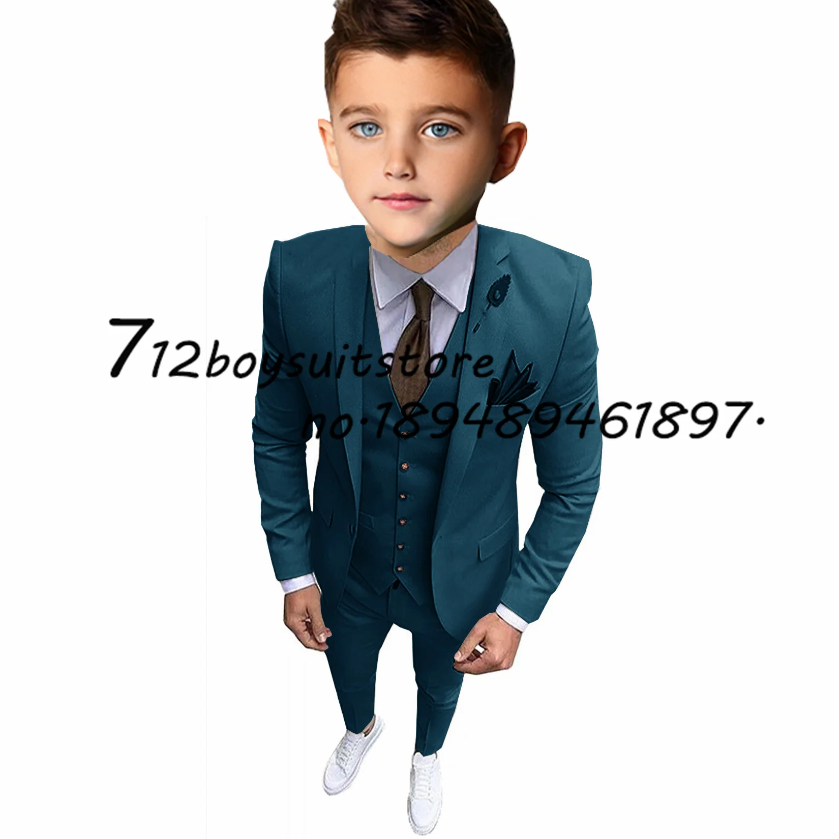 Smoking de casamento para meninos, jaqueta, calças, colete, blazer infantil, roupas Slim Fit infantil, roupas da moda, 3 peças