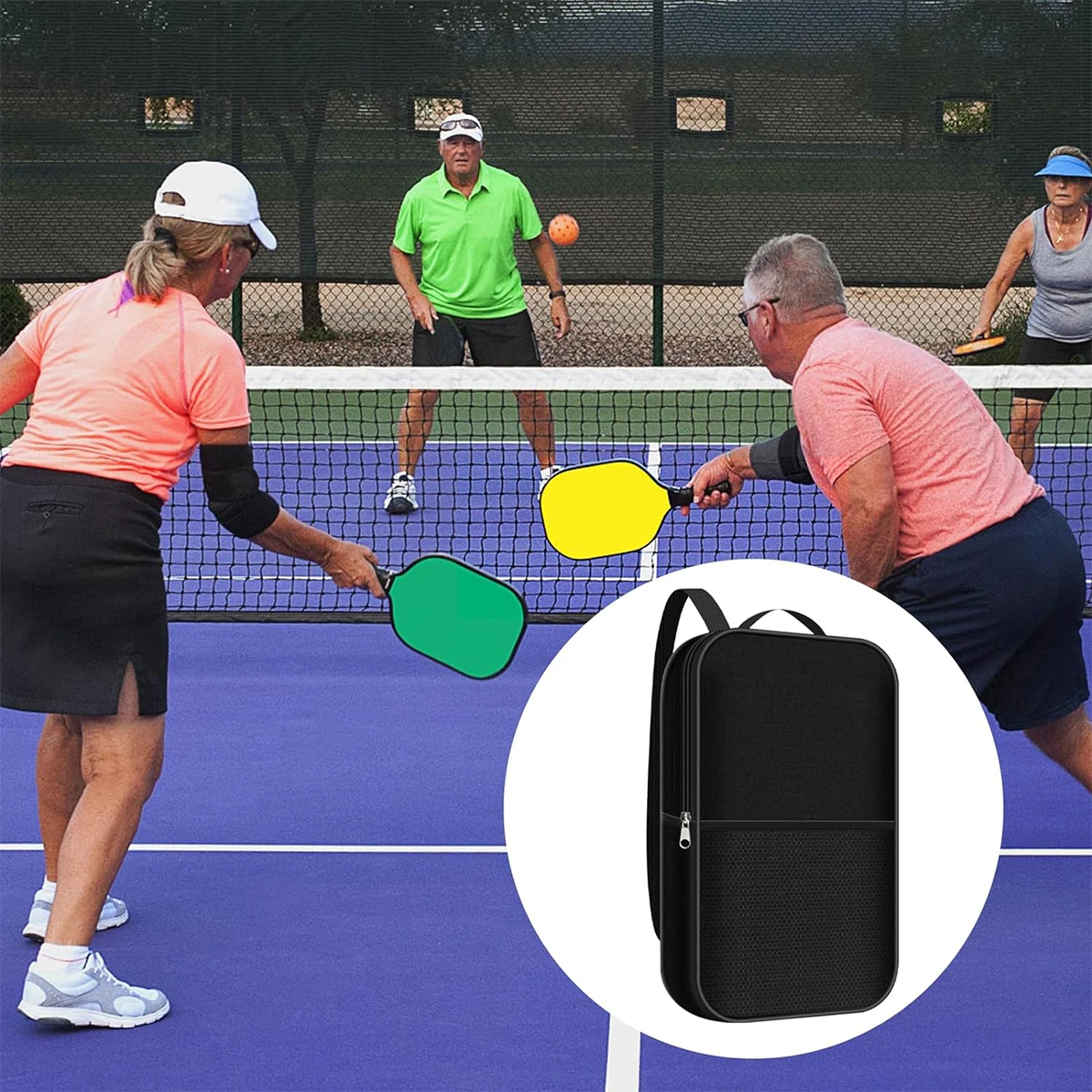 1pc Pickleball Paddle Cover with Pocket, With Extra Storage Space Pocket for Accessories, Fits Store 2 Paddle &4balls, Zipper C image 2