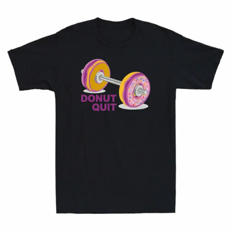 Donut Sair Lustiger manga curta Powerlifting camiseta dos homens, Powerlifting Gym Fitness