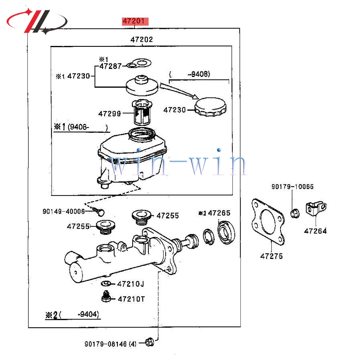 For Toyota Hilux LN85 2L 3L 1988-2004 Brake Master Cylinder Spare Parts, 47201-3D141 47201-3D140 472013D141472013D140 LHD