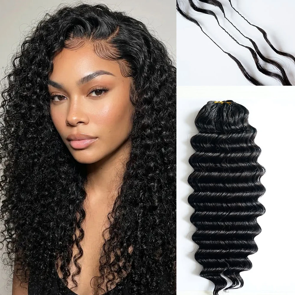 

Наращивание волос для плетения крючком: натуральные черные кудрявые волосы Deep Wave, без узлов, предварительно разделенные, с мелированием, для создания прически «перья».