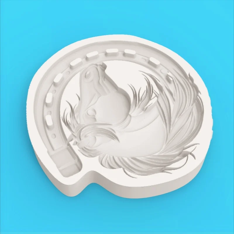 Horseshoe and Horse Head Silicone Mold for Crafting, Horseshoe Interlocking Design, Fondant Chocolate Dessert Baking Mold - view 6