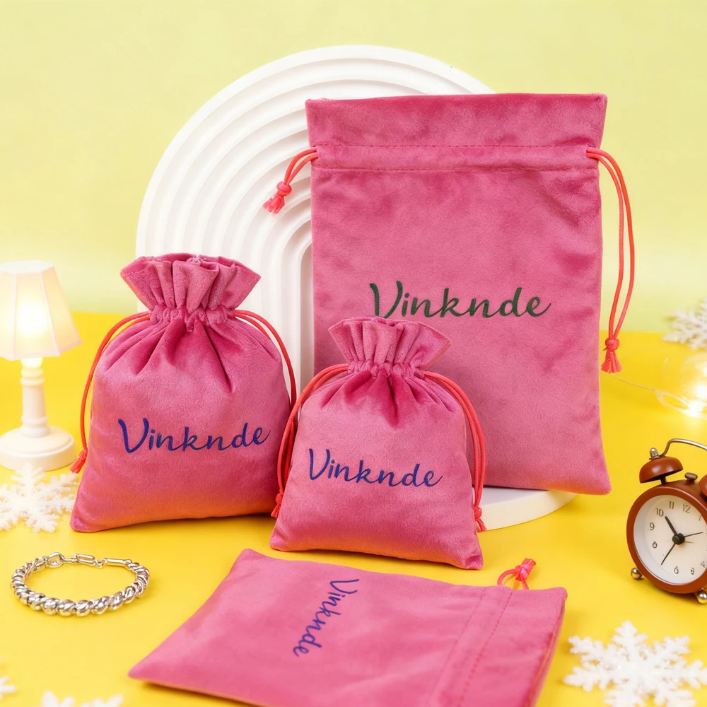 

Custom Logo Coin Watch Storage Velvet Bag Travel Wedding Packaging Organizer Pouches For Necklace Ring Earring Jewelry Gift Sack