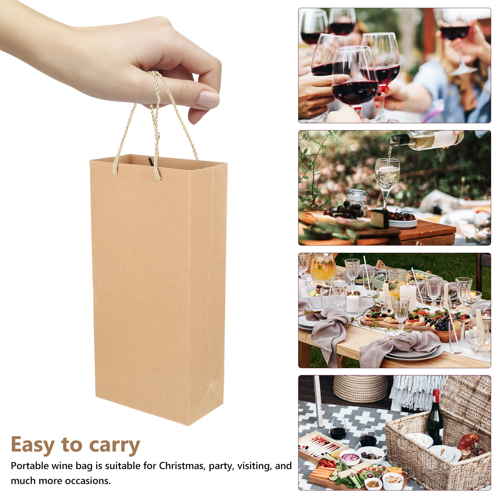 

10 Pcs Present Bag Bottle Holder Bags Reusable Wrapping Kraft Paper Festival Storage