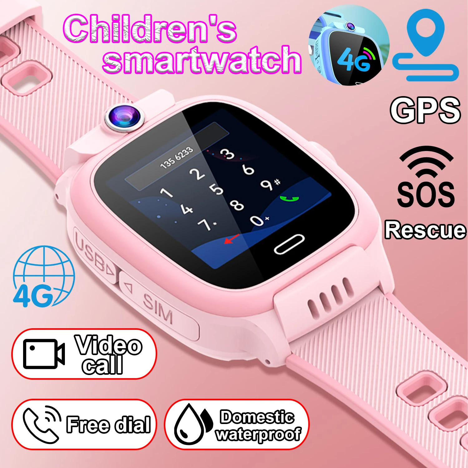 

Kids 4G Smart Watch SOS GPS Location Video Call Sim Card For Xiaomi Child SmartWatch Camera Waterproof Upgrade Watch Boys Girls