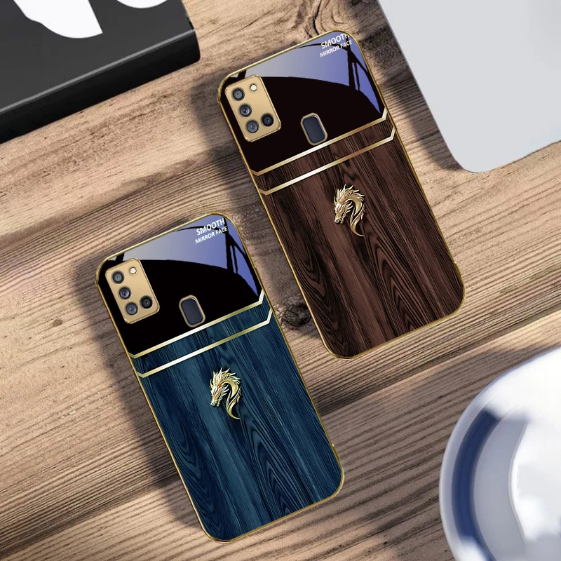 التنين الذهبي الرائع لسامسونج A 31 32 A33 A34 35 14 A15 13 16 25 26 50 52 53 54 55 56 70 71 72 73 حافظة هاتف زجاجية ذهبية