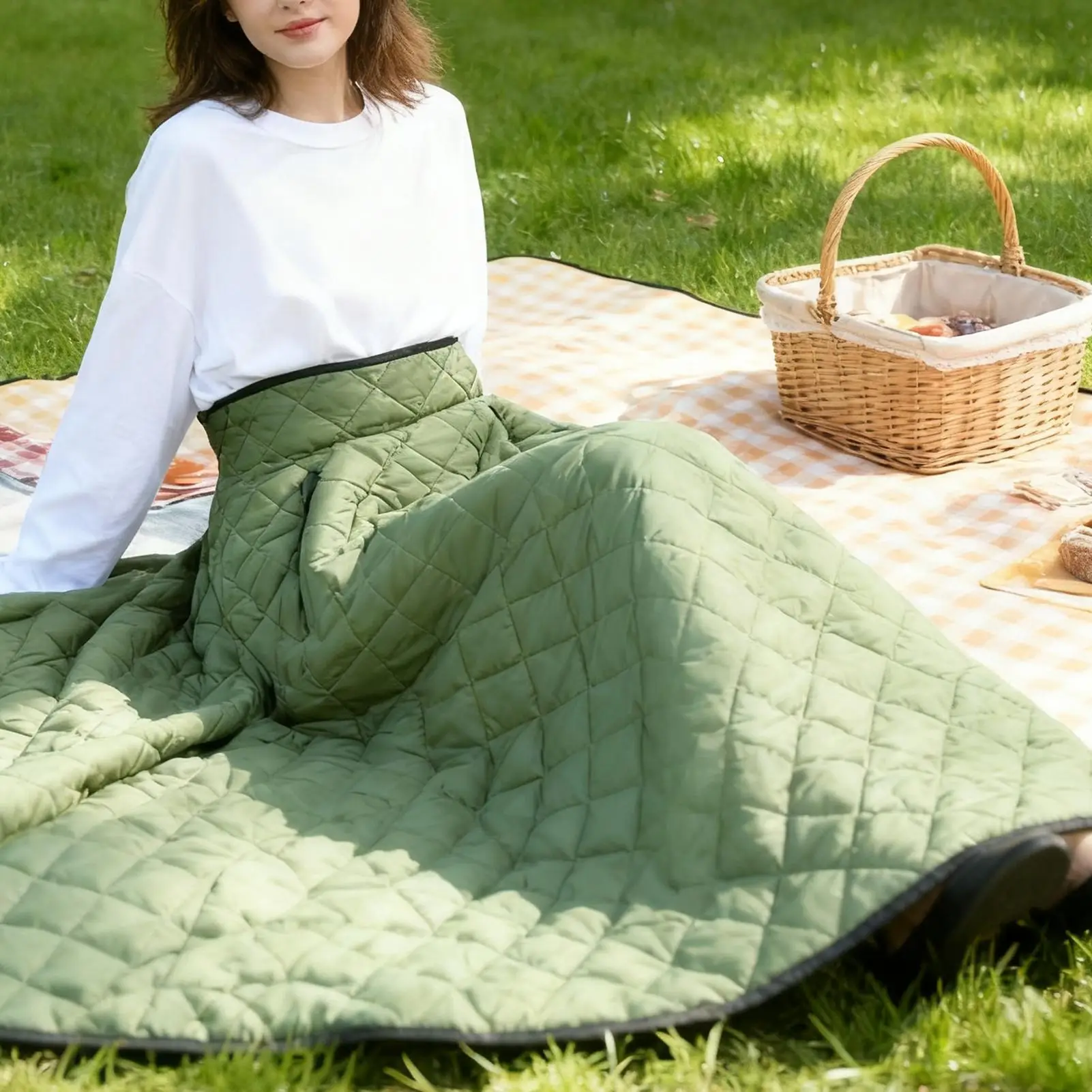 Wheelchair Blanket for Adults Waterproof Wearable Lap Robe with Storage Pocket Adjustable Leg Warmth for Outdoor Travel Camp