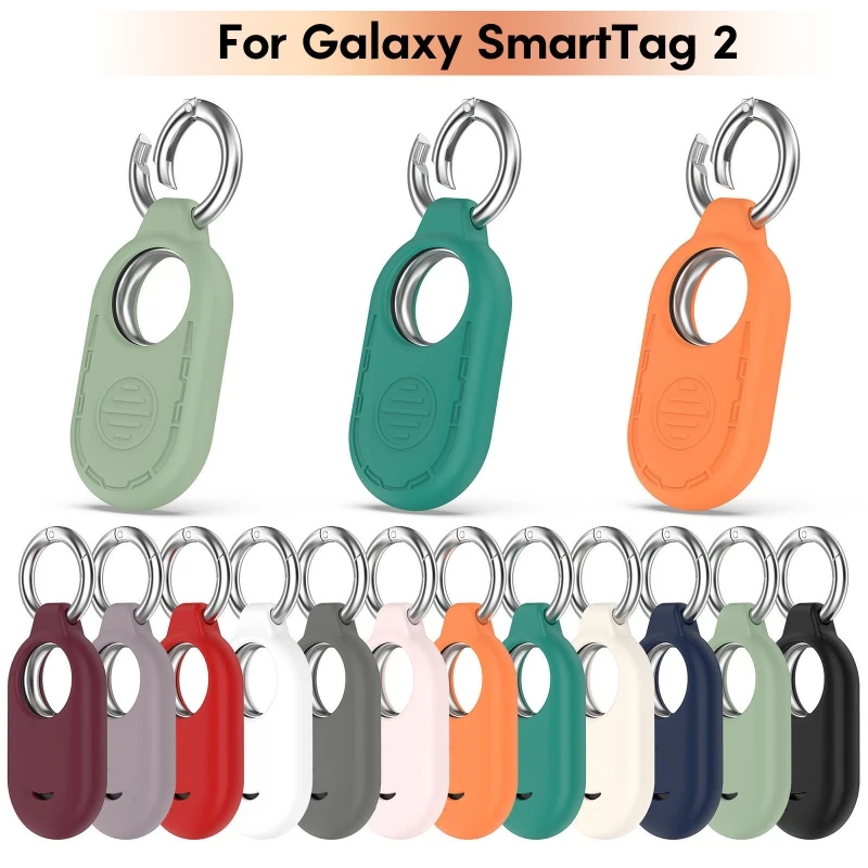 Silicone Case Protective Cover For Samsung Galaxy Smart Tag 2 Anti-Scratch Sleeve Housing Carrying Case With Keychain