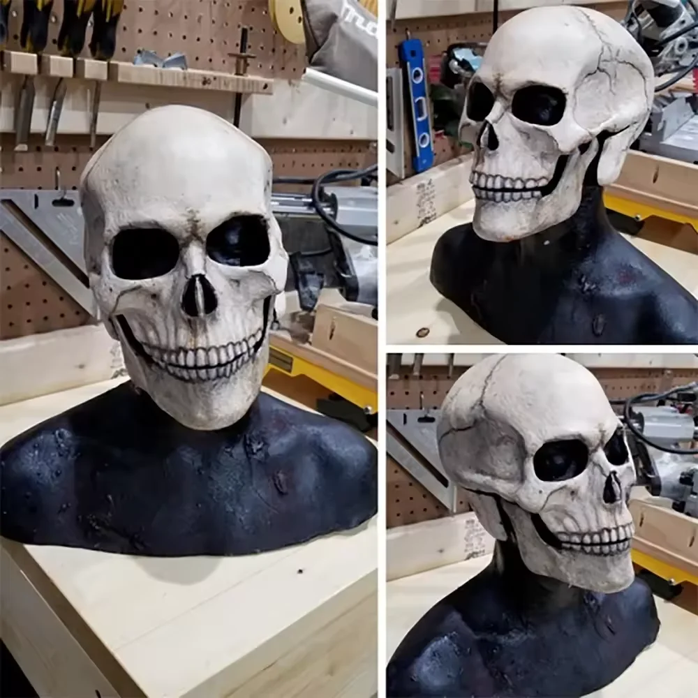 Halloween Full Head Skull MaskCarnival Adults Realistc Anonymous Halloween Mouth Jaw Anime Horror Helmet Skeleton Headgear Masks