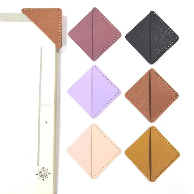 Bookmark 6PCS Book Marks For Reading PU Leather Rhombus Corner Page Bookmark Meaningful Reading Gift For Book Reading Lovers