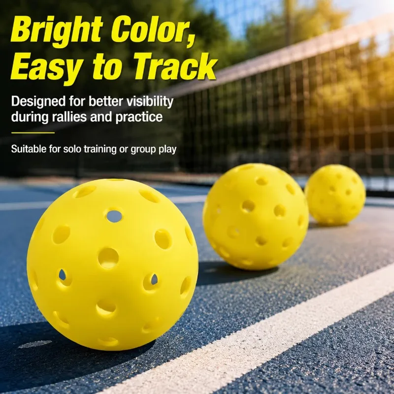 40 Holes Outdoor Pickleballs 74MM 26g Durable Pickle Ball, 6/12 Pack Pickleballs with Mesh Storage Bag for Competition Training