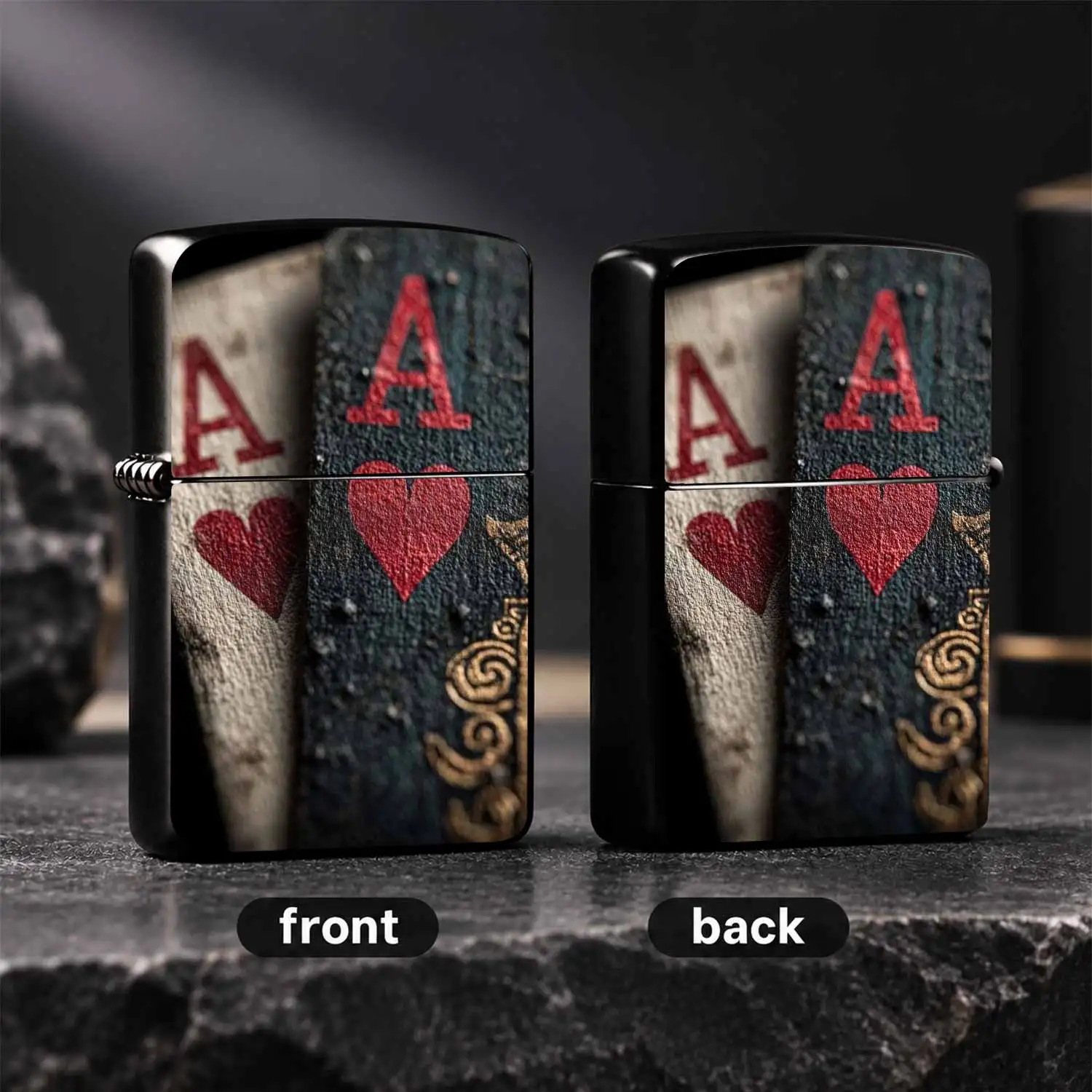 Vintage Distressed Ace of Hearts Playing Card Themed Textured Printing Collectible Device PORTABLE Men's Pocket Creative Retro Gift Decorative Ornament Unique Stylish Practical Accessory For Daily Use A fun and humorous lighter