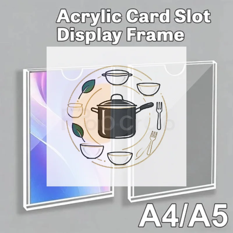 A4/A5 Clear Acrylic Wall Frame Wall Mount Sign Holder Certificate Frame Wall Picture Display Stand Single Double Layer Card Slo