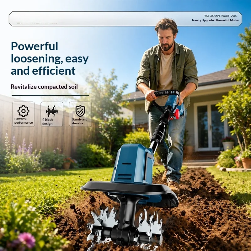 Multifunctional Lithium Battery Electric Folding Rotary Tiller Micro Tillage Scarifier 관리기농기계 관리기 Glebogryzarka Separacyjna 농기계