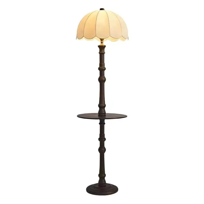 Solid wood floor lamp retro living room sofa, bedroom vertical bedside table lamp c