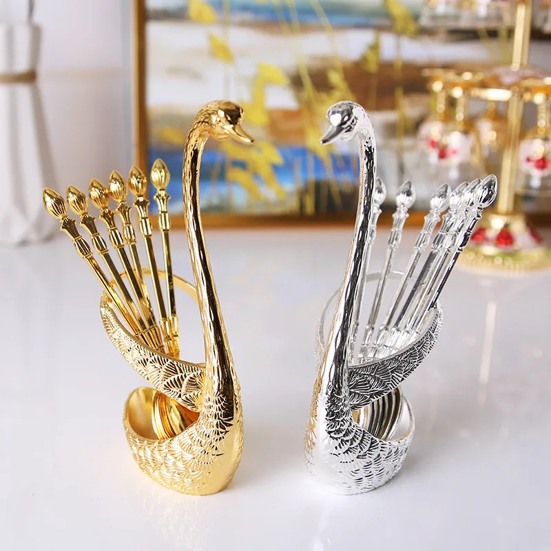 Fruit fork set, zinc alloy creative cute household fruit stick fruit insert European fork Cygnus tableware