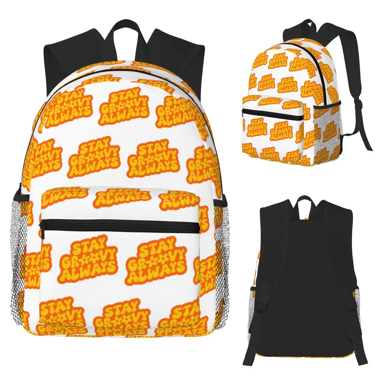 

Always Stay Groovy - Groovy Vibes - Positive Vibes Only Student Backpack School Bag Hiking Travel Daypack Bookbag Shoulder Bags
