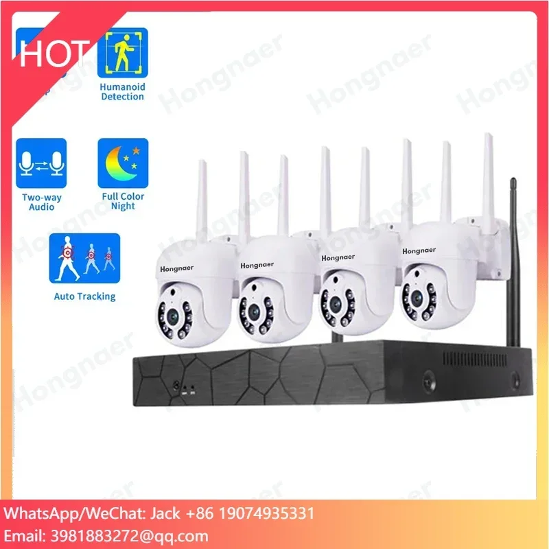 3MP HD 4CH 8CH WIFI Беспроводная система видеонаблюдения Двусторонняя аудио WIFI PTZ-камера NVR Комплект наблюдения