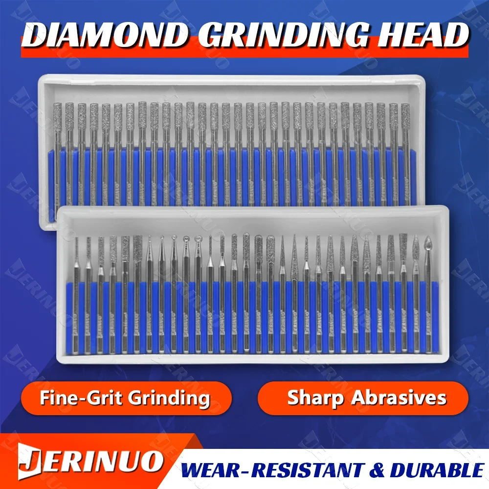 

JERINUO 30 шт. набор алмазных сверл 3 мм хвостовик шлифовальная игла для металла, дерева, стекла, гравировки, резьбы, шлифования, полировки, инструмента
