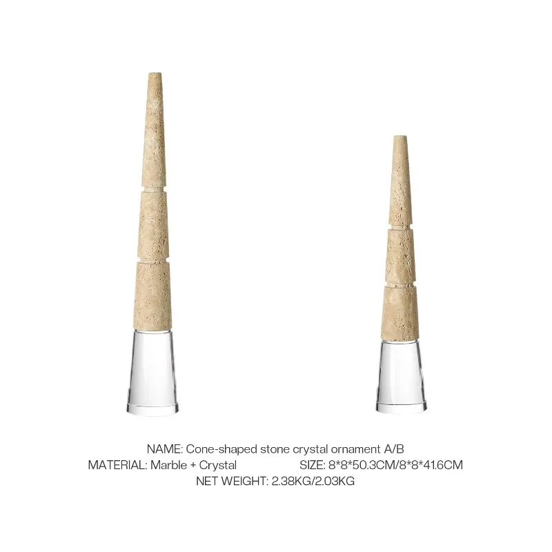 Modern minimalist cone limestone crystal glass ornament desktop decorative geometric art crafts