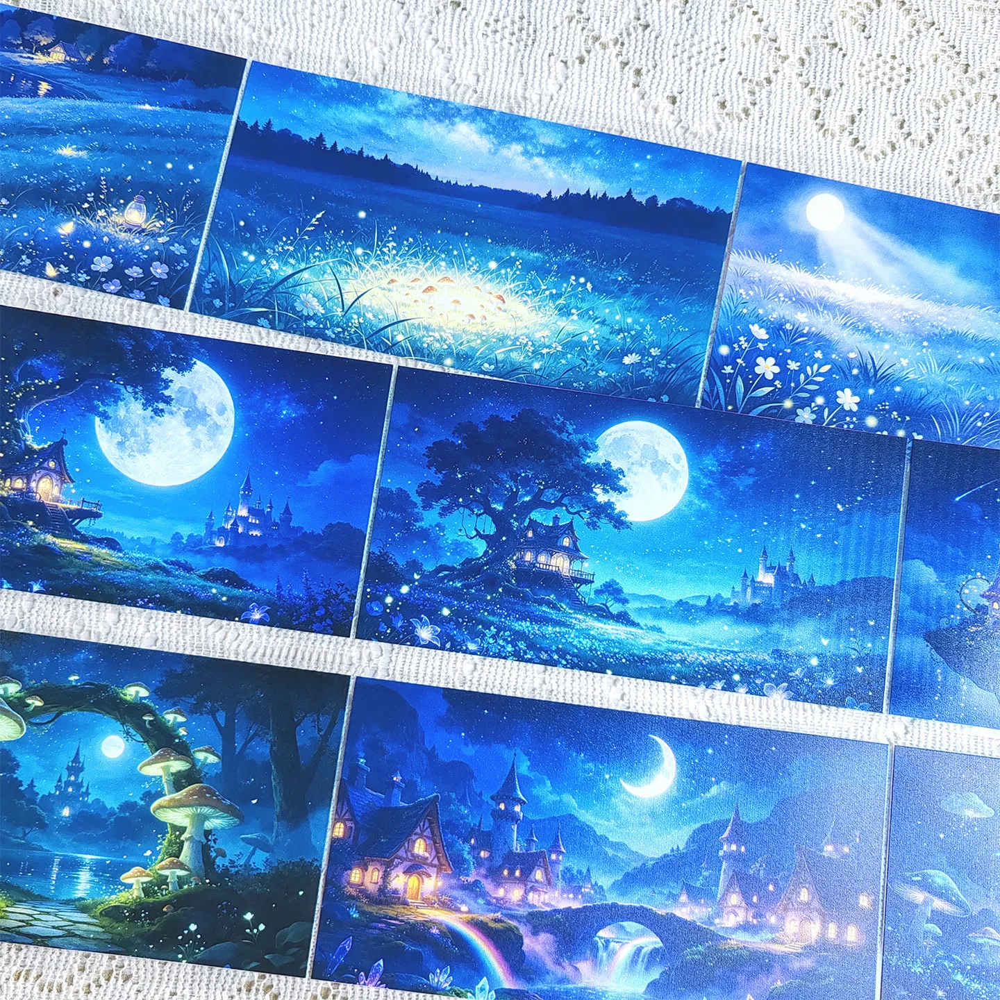 DIY Fairy Tale Night Scene Series Large Background Washi Tape for Journaling Scrapbooking Card Decor